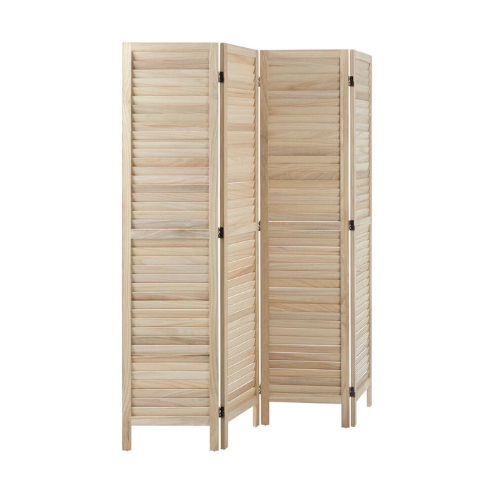 Oikiture 4 Panel Room Divider Timber Wooden Natural