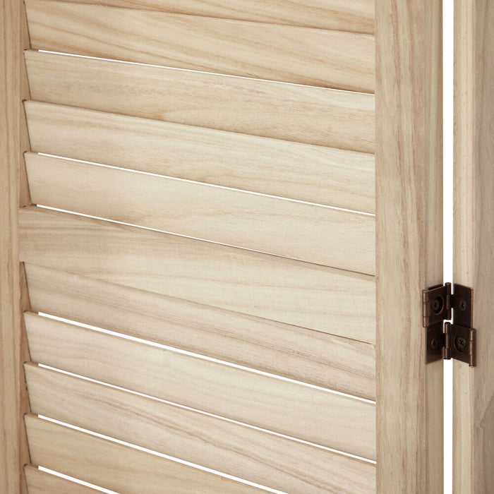 Oikiture 4 Panel Room Divider Timber Wooden Natural