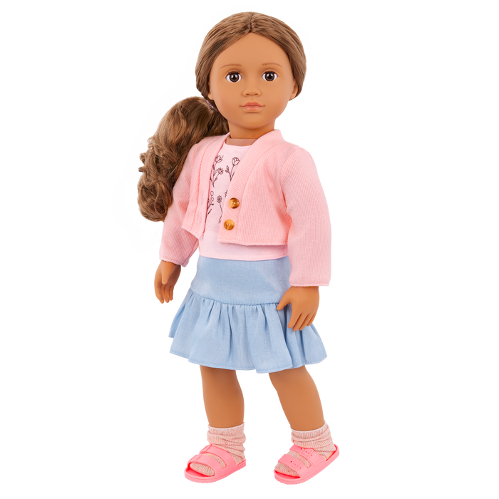 Our Generation Country Charm Outfit for an 18-inch Dolls including a top, skirt, socks and sandals