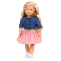 18-inch Doll with Denim-Style Top & Pink Skirt