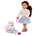 Our Generation 18" Doll Mindy, her Pet Cat Pepper and cat accessories
