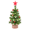 Toy Christmas tree with lights, ornaments and star