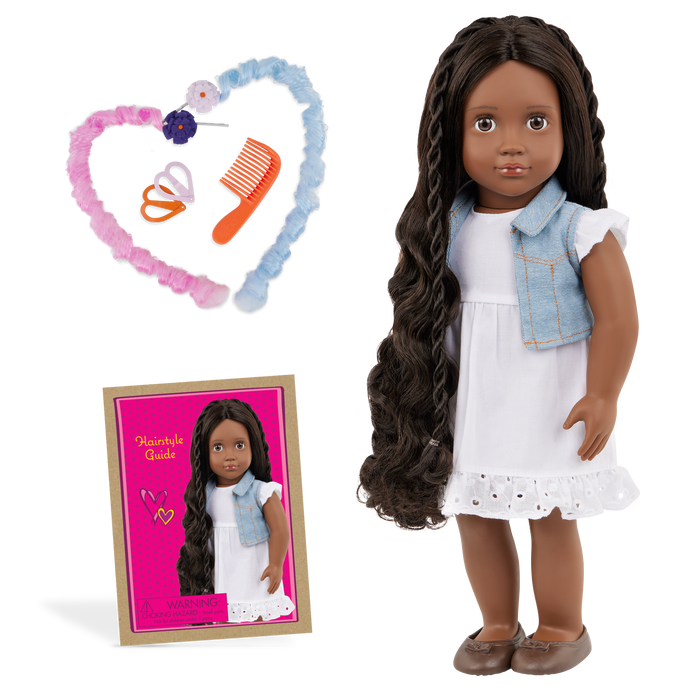 Our Generation Hair Play 18-inch Doll Patti with Hair Accessories and a booklet of hair styles