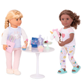 Two 18-inch dolls with slumber party playset