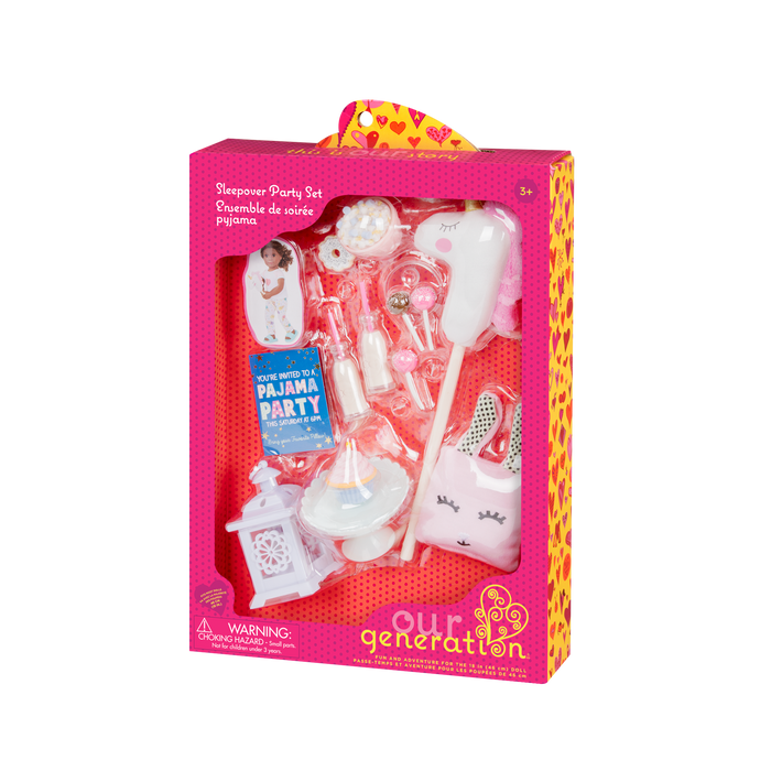 Two 18-inch dolls with slumber party playset