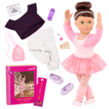 18-inch doll with brown hair, green eyes, ballerina accessories and storybook