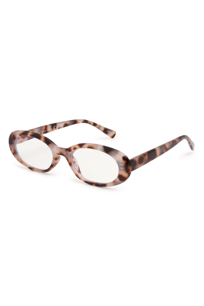 A clean round tort blue light frame