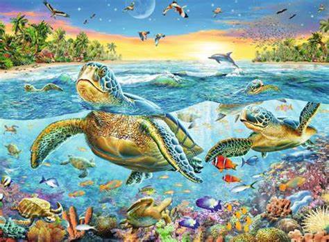 Ravensburger - 100Pc Swim with Sea Turtles Puzzle