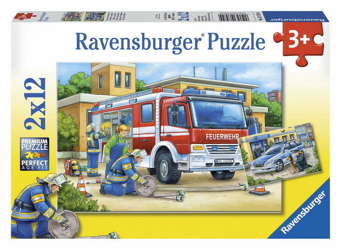 Ravensburger - 2 x 12Pc Police and Firefighters Puzzle