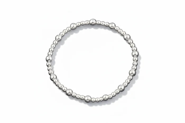 SILVIA Sterling Silver Stretchy Beaded Bracelet