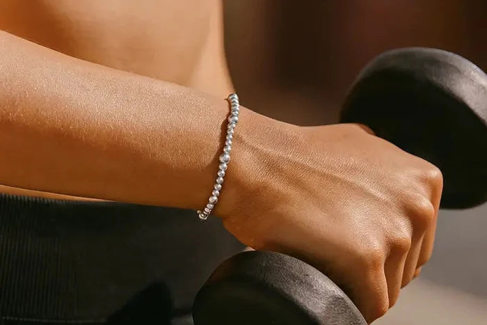 SILVIA Sterling Silver Stretchy Beaded Bracelet