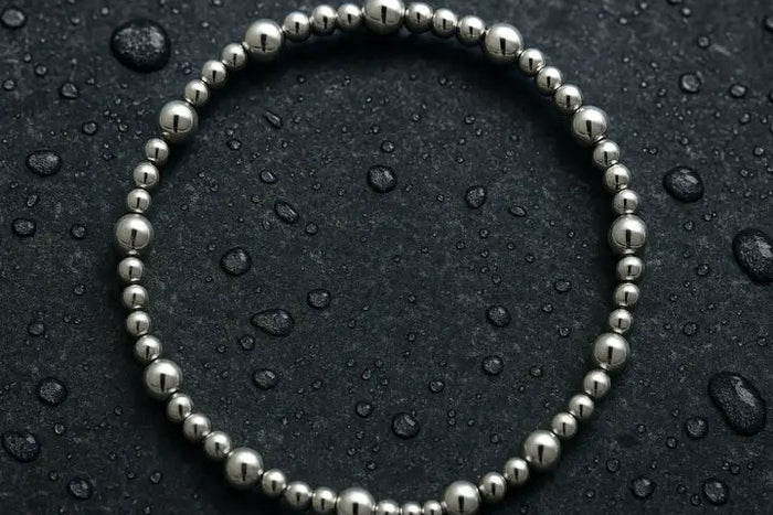SILVIA Sterling Silver Stretchy Beaded Bracelet