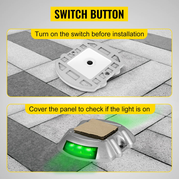 Solar Driveway Light 8-Pack LED Road Markers Green for Garden Pathway