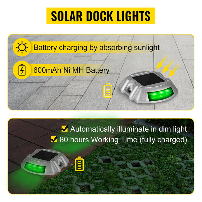 Solar Driveway Light 8-Pack LED Road Markers Green for Garden Pathway