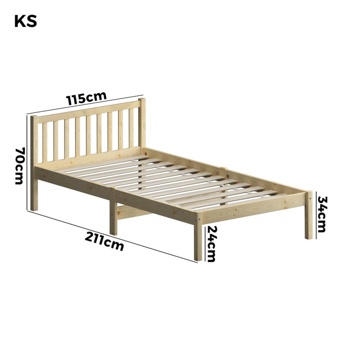 King Single Wooden Bed Frame with Headboard