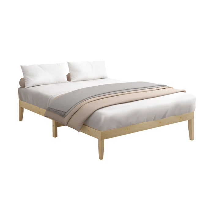 Queen Size Bed Frame Pine Wood Bed Base