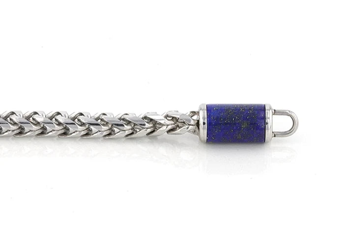 Stainless Steel Bracelet With Lapis Inlay
