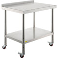 Stainless Steel Work Prep Table 76.2x61 cm Kitchen Work Table with 4 Casters