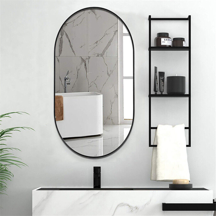 Stunning Oval Black Metal Wall Mirror
