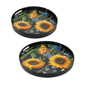 Sunflower Decorative Round Trays Set of 2 Nesting Plastic Table Decor