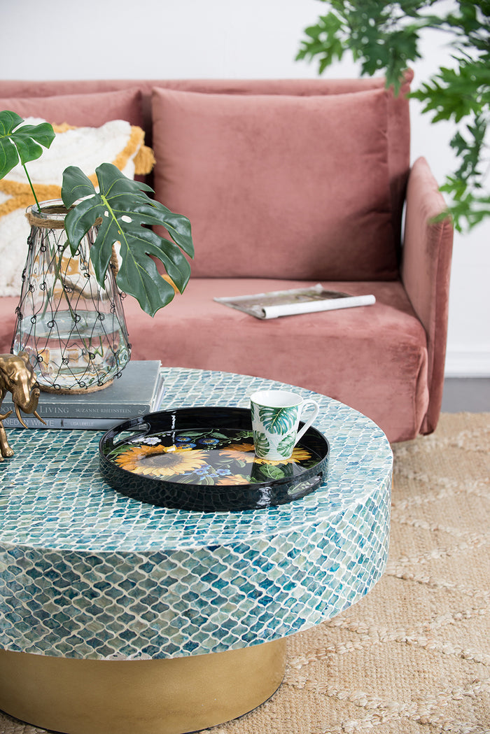 Sunflower Decorative Round Trays Set of 2 Nesting Plastic Table Decor