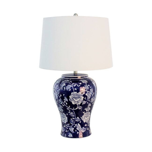 Trellis Table Lamp 68cm Ceramic Base Leaf Pattern White Shade for Home