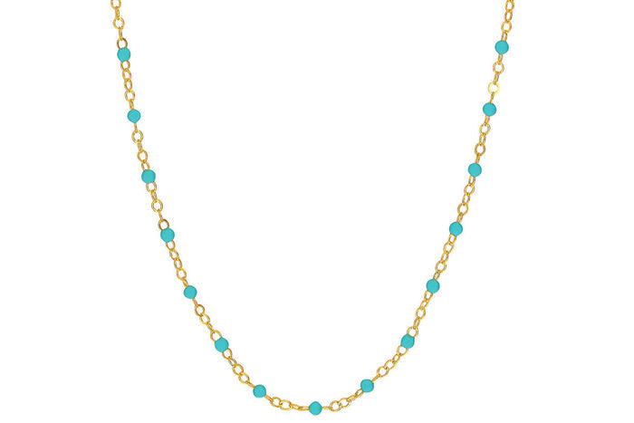 Turquoise Enamel Bead on Piatto Chain and Bracelet