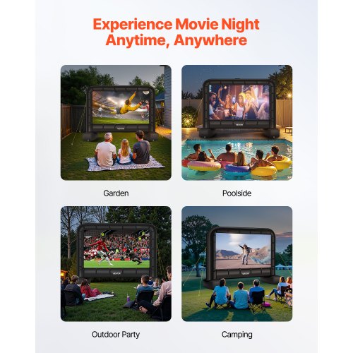 VEVOR 14 ft Inflatable Projection Screen with Portable Storage Bag for Movies