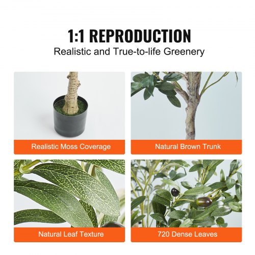 VEVOR 1550mm Artificial Olive Tree Lifelike Faux Potted Plant Home/Office Decor