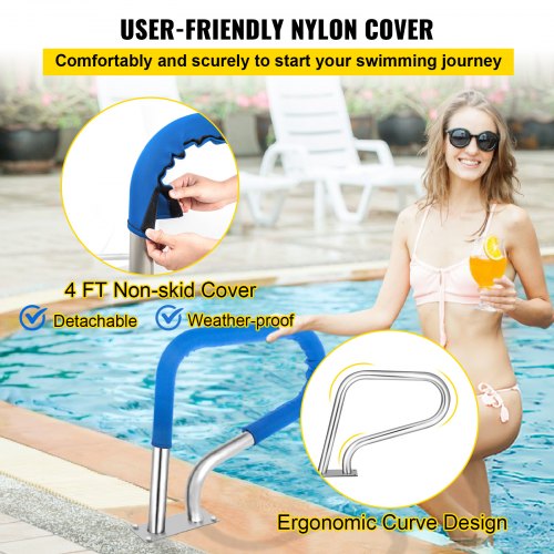 VEVOR Pool Handrail 4 ft Stainless Steel 81.2x58.4 cm Railing Cover