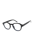 round blue light black glasses with details
