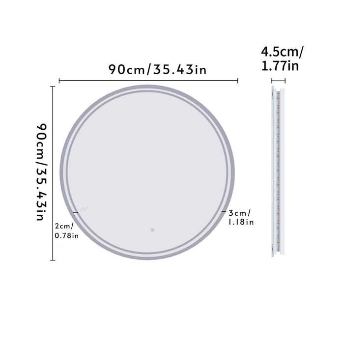Waterproof Round Design Smart LED Bathroom Mirror
