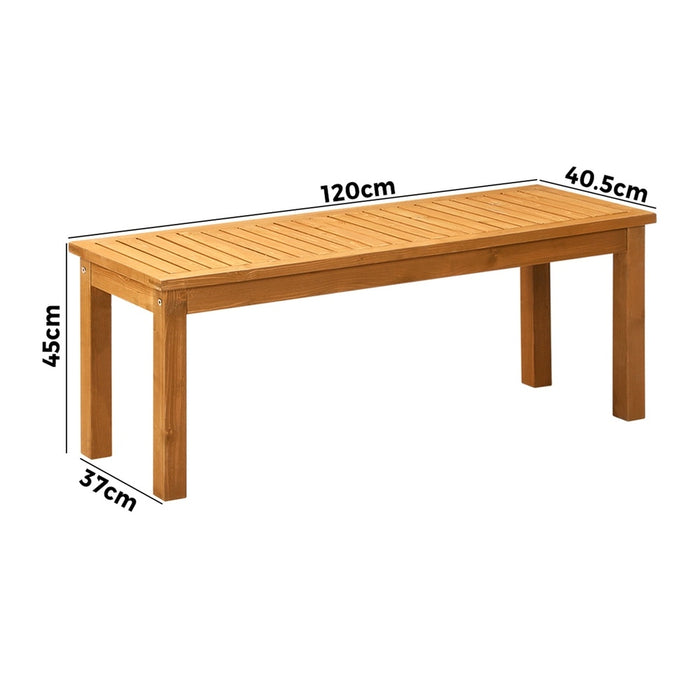 120cm Wooden Garden Bench Slatted Seat 2 Seater