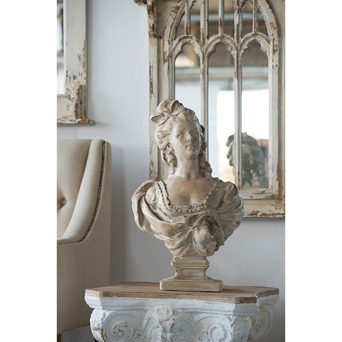 Young English Lady Bust Sculpture 64cm Weathered Finish Classic Decor